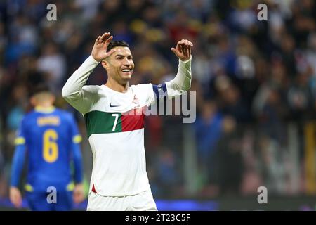 Zenica, Bosnie-Herzégovine. 16 octobre 2023. Cristiano Ronaldo du Portugal réagit lors de la qualification pour l'UEFA Euro 2024, groupe J, 8e tour, Bosnie-Herzégovine - Portugal au Bilino Polje Stadium, Zenica, 16 octobre 2023 photo : Armin Durgut/PIXSELL crédit : Pixsell/Alamy Live News Banque D'Images