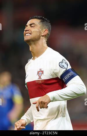 Zenica, Bosnie-Herzégovine. 16 octobre 2023. Cristiano Ronaldo du Portugal réagit lors de la qualification pour l'UEFA Euro 2024, groupe J, 8e tour, Bosnie-Herzégovine - Portugal au Bilino Polje Stadium, Zenica, 16 octobre 2023 photo : Armin Durgut/PIXSELL crédit : Pixsell/Alamy Live News Banque D'Images