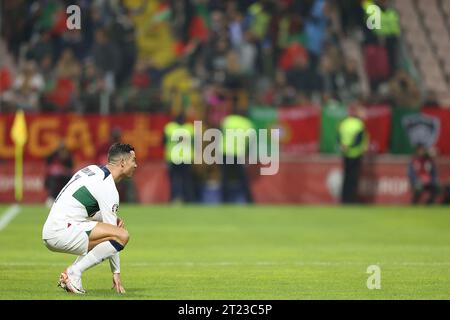 Zenica, Bosnie-Herzégovine. 16 octobre 2023. Cristiano Ronaldo du Portugal réagit lors de la qualification pour l'UEFA Euro 2024, groupe J, 8e tour, Bosnie-Herzégovine - Portugal au Bilino Polje Stadium, Zenica, 16 octobre 2023 photo : Armin Durgut/PIXSELL crédit : Pixsell/Alamy Live News Banque D'Images