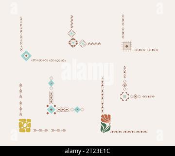 Coin décoratif de vecteur ethnique aztèque avec des éléments tribaux indigènes américains. Illustration de Vecteur