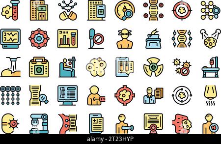 Les icônes de médecine de précision définissent le vecteur de contour. Médecine. Molécule d'ADN couleur fine sur blanc Illustration de Vecteur
