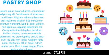 Modèle de brochure de bannière de pâtisserie. Illustration de Vecteur