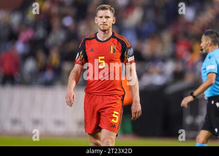 Bruxelles, Belgique. 16 octobre 2023. BRUXELLES, BELGIQUE - 16 OCTOBRE : Jan Vertonghen de Belgique lors du match des qualifications européennes du Groupe F - UEFA EURO 2024 entre la Belgique et la Suède au Stade Roi Baudouin le 16 octobre 2023 à Bruxelles, Belgique. (Photo Joris Verwijst/Agence BSR) crédit : Agence BSR/Alamy Live News Banque D'Images