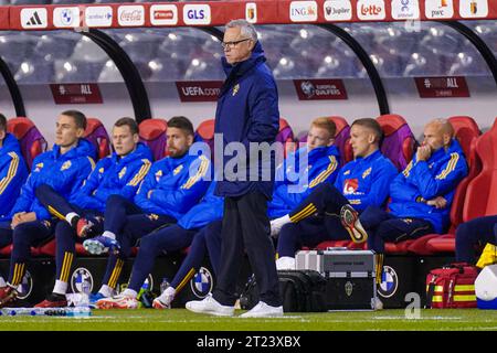 Bruxelles, Belgique. 16 octobre 2023. BRUXELLES, BELGIQUE - 16 OCTOBRE : l'entraîneur suédois Jan Andersson lors du match de qualification européenne du Groupe F - UEFA EURO 2024 entre la Belgique et la Suède au Stade Roi Baudouin le 16 octobre 2023 à Bruxelles, Belgique. (Photo Joris Verwijst/Agence BSR) crédit : Agence BSR/Alamy Live News Banque D'Images