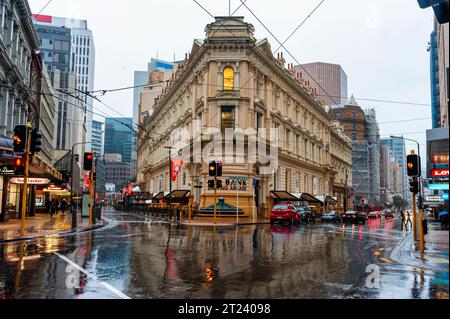 Jour de pluie, Wellington CBD, Île du Nord Nouvelle-Zélande Banque D'Images