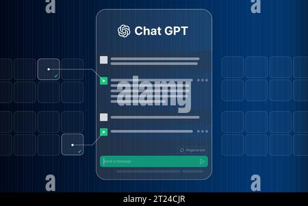 Chat GPT Illustration Template, Chat Bot Technology communication, Futuristic robot Chat, ai Deep Learning, Chatbot Artificial Intelligence, Cyber Bot Illustration de Vecteur