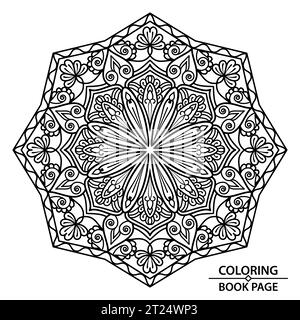 Mandalas de coupe de papier pour la relaxation et la méditation Coloriage de livre page Design. Prenez ces pages à colorier mandala faciles aujourd'hui et profitez de quelques minutes o Illustration de Vecteur