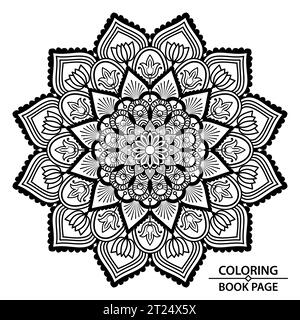 Mindfulness Mandala pour la découpe de papier ou la conception de page de livre de coloriage. Prenez ces pages à colorier mandala faciles aujourd'hui et profitez de quelques minutes de Illustration de Vecteur