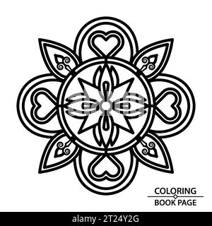 Mandala simple pour la découpe de papier et la page de livre de couleur. Easy Mandala Colouring pages de livre pour adultes, capacité de se détendre, expériences cérébrales donnent soulagement. Illustration de Vecteur