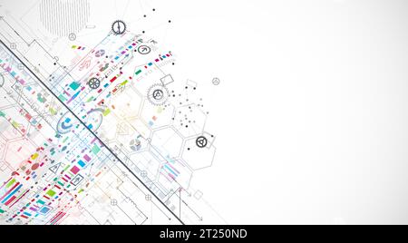 Concept D'ART scientifique et technologique. Fond abstrait avec effet plexus. Vecteur Illustration de Vecteur