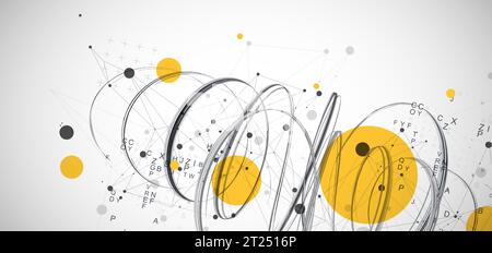 Modèle de présentation de la science et de la technologie. Fond de style plexus. Illustration de Vecteur