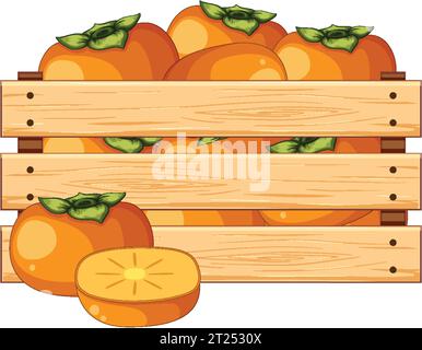 Illustration vectorielle colorée d'une caisse remplie d'oranges Illustration de Vecteur