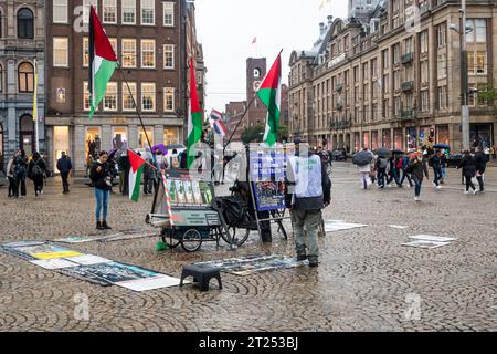Une manifestation de soutien à la Palestine sur la place du Dam, Amsterdam. Banque D'Images