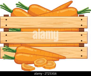 Une illustration de dessin animé vectoriel isolé d'une caisse en bois remplie de carottes Illustration de Vecteur