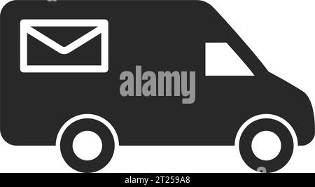 livraison de courrier postal simple van minivan minibus silhouette noire vue latérale icône vecteur de symbole isolé sur fond transparent Illustration de Vecteur