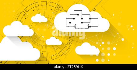 Technologie de stockage Cloud. Fond de concept Web numérique intégré. Vecteur Illustration de Vecteur