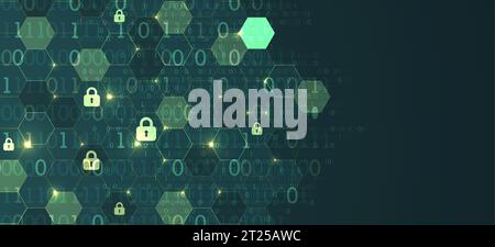 Espace numérique sécurisé. Confidentialité virtuelle, protection de la programmation. Vecteur Illustration de Vecteur