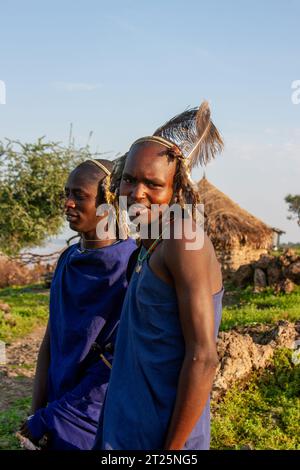 Les Njemps, également appelés «en-Jemusi», «il-Chamus», Ilchamus ou Iltiamus, vivaient autour du lac Baringo, dans un lieu appelé Marigat. Ils parlent Maa l Banque D'Images