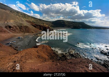 Espagne, Lanzarote : plage près du village d'El Golfo dans la province de Yaiza Banque D'Images