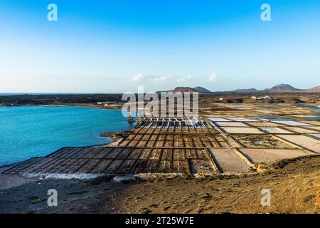 Espagne,Lnzarote : casseroles à sel Janubio Banque D'Images