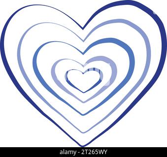 Contours de coeur bleu coupés dans l'illustration vectorielle, logo, emojis, utilisé dans le logo, coeur dans le coeur, haute qualité, symbole, forme de coeur Illustration de Vecteur