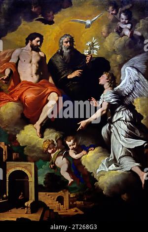 San Gabriele Arcangelo inviato dalla Trinità alla Vergine - Saint Gabriel l'Archange envoyé par la Trinité à la Vierge par Pietro Novelli 1603-1647 Musée, Italie, Banque D'Images