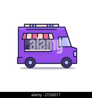 icône de camion de nourriture sur blanc, vecteur Illustration de Vecteur