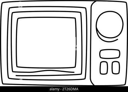 Micro-ondes - dégivrage et chauffage équipement électrique Doodle Art pour cuisiner four et ustensiles de cuisine thème Illustration de Vecteur