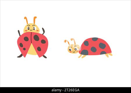 personnages de dessins animés rouges mignons - insectes animaux mignons Illustration de Vecteur