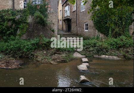 Stepping Stones on the River Brue, Bruton, Somerset, Angleterre Banque D'Images