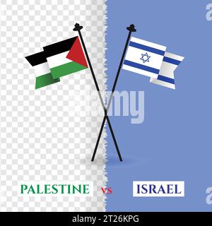 Palestine vs israël drapeaux de guerre, isolé sur un fond, illustration vectorielle Illustration de Vecteur