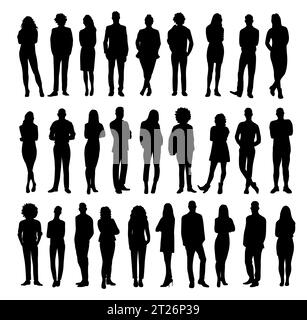 Silhouettes de différents hommes et femmes d'affaires. Illustration de Vecteur