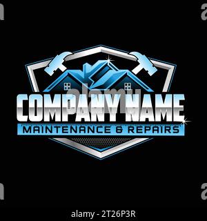 Conception de logo de maintenance de propriété sur fond noir Illustration de Vecteur