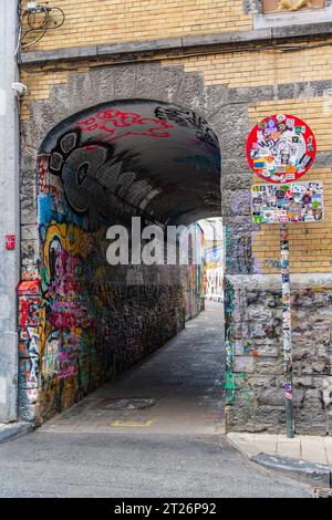 L'allée des graffitis à Gand, en Belgique Banque D'Images