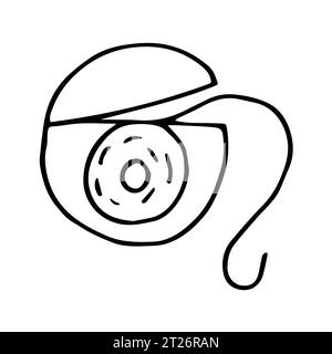 Illustration vectorielle de fil dentaire dans le style doodle. Icône unique de soie dentaire isolée sur fond blanc Illustration de Vecteur