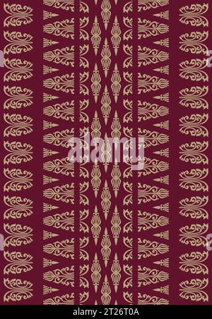 Traditionnel classique malais tissé à la main vert Songket comme batik d'Indonésie ou motif ethnique avec des fils d'or vecteur, mandala floral de malaisie Illustration de Vecteur