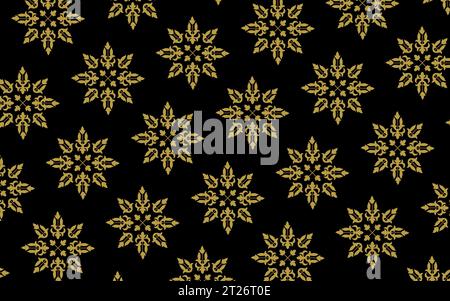 Traditionnel classique malais tissé à la main vert Songket comme batik d'Indonésie ou motif ethnique avec des fils d'or vecteur, mandala floral de malaisie Illustration de Vecteur