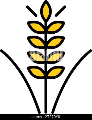 Modèle d'icône de couleur d'épis de blé de ferme de vecteur. Illustration du symbole de grain entier plat. Panneau d'avoine agricole. Concept de croissance de l'avoine. Illustration de Vecteur