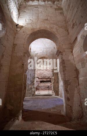 Vue intérieure du monastère de Suso à San Millan de la Cogolla, la Rioja, Espagne. Banque D'Images