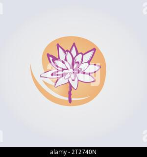 Lotus Flower Icon Symbol logo Green Business Garden Meditation feuilles pétales élément décoratif Illustration de Vecteur