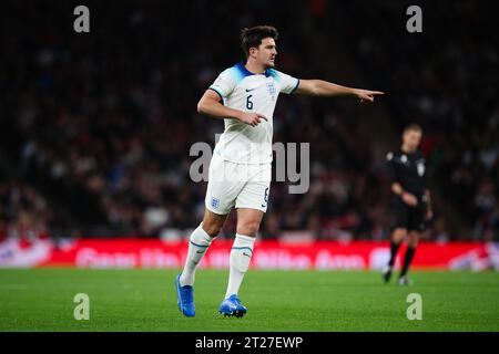 LONDRES, Royaume-Uni - 17 octobre 2023 : Harry Maguire d'Angleterre lors du match de qualification de l'Euro 2024 entre l'Angleterre et l'Italie au stade de Wembley (crédit : Craig Mercer / Alamy Live News) Banque D'Images