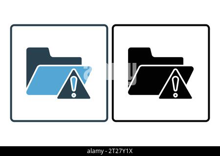 Icône d'erreur de dossier. Dossier avec point d'exclamation. icône relative à l'avertissement, à la notification. convient pour l'application, les interfaces utilisateur, imprimable, etc Icône s pleine Illustration de Vecteur
