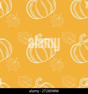 Modèle sans couture d'automne avec des citrouilles et des feuilles. Vector automne fond EPS10 Illustration de Vecteur