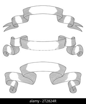 Ensemble de bannières, illustration de style de dessin de gravure vintage Illustration de Vecteur
