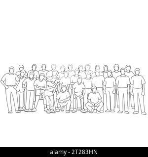 groupe d'hommes debout ensemble illustration vecteur dessiné à la main isolé sur fond blanc Illustration de Vecteur