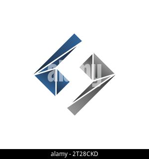 Carré et géométrique logo lettre S style plat sur fond blanc. Illustration vectorielle Illustration de Vecteur