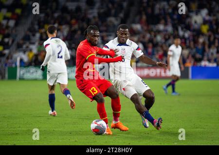 Nashville, Tennessee, États-Unis. 17 octobre 2023. Joseph Paintsil (13) et Yunus Musah (6). USMNT bat le Ghana 4-0 dans un match amical international de football à GEODIS Park. (Kindell Buchanan/Alamy Live News) Banque D'Images