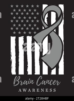 Ruban de sensibilisation - vecteur American Distressed Flag de sensibilisation au cancer du cerveau Illustration de Vecteur