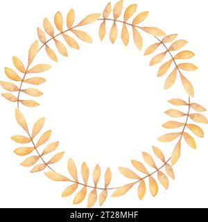 Couronne ronde avec des feuilles d'automne avec espace vide pour le texte. Éléments de conception forestière. Idéal pour la publicité saisonnière, invitations, cartes, Thanksgiving Illustration de Vecteur