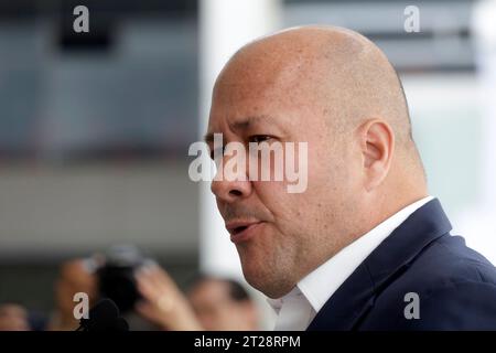 Mexico, Mexique. 17 octobre 2023. Enrique Alfaro, gouverneur de l'État de Jalisco lors d'une conférence de presse au Sénat de Mexico. Le 17 octobre 2023 à Mexico, Mexique (crédit image : © Luis Barron/eyepix via ZUMA Press Wire) USAGE ÉDITORIAL SEULEMENT! Non destiné à UN USAGE commercial ! Banque D'Images